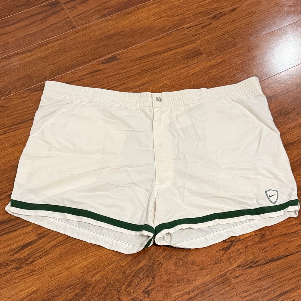 Nike Cream Shorts with Green Trim